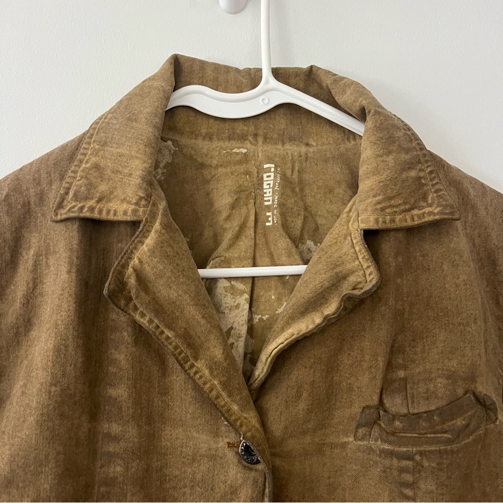 Rogan - Distressed Waxed Cotton Blazer Jacket - Brown Medium - Picture 2 of 9